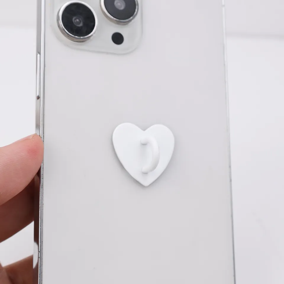 Kawaii Adhesive Metal Heart Phone Charm Holder Mobile Phone Case