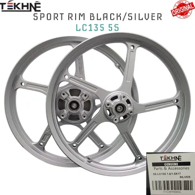 SPORT RIM TEKHNE 5 BATANG FULL CHOP YAMAHA LC135 5S Y125ZR Y15ZR Y16ZR WITH ABS BLACK SILVER T501 Cast Wheel Sport RIM RODA RIM Motorcycle WITH Bearing BUSH Y15 135LC 1.60X17 1.60X17