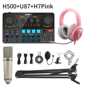Siborie Paket Komplit H500+U87+H7 Paket Lengkap Soundcard Mic Headphone 3 in 1 full Satu set dudukan lengkap gratis  Siap COD