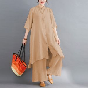 Ilona - Titan One Set Wanita 2in1 Bahan Katun Linen Baju Setelan Celana Panjang