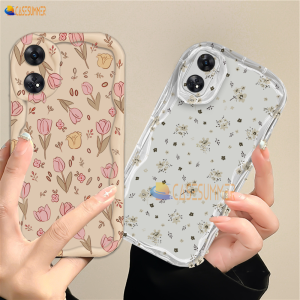 (Lokal Ready) Casesummer Casing hp OPPO A17 A17k A12 A16 A16s A54s A16k A16e A5s A7 A11K A1K A57 4G A58 A78 A77S A53 2020 A3s A12e A33 A31 A52 A92 A54 Reno 8T 4G Reno 5F Lukisan minyak 3D Wavy Curved Edge Fresh Flower Clear Soft Floral Cover