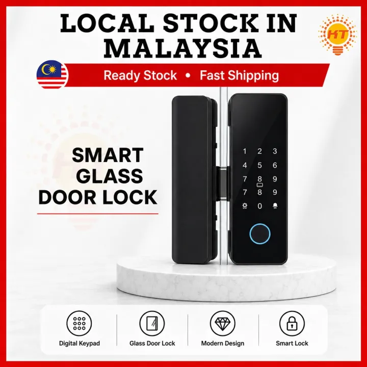 Tuya / Smart Life Bluetooth Glass Door Lock Digital Biometric Fingerprint