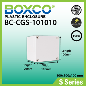 BOXCO BC-CGS-101010 (100x100x100 mm) IP67 Waterproof PC Plastic Junction Box with Screw type insert