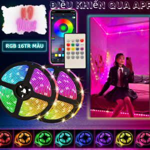 Đèn dây led 5m RGB 16 triệu màu điều khiển bằng điện thoại nháy theo nhạc cuộn dây led đổi màu 60 bóng/mét.