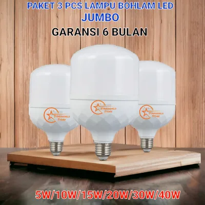 Paket 3 Pcs Lampu Bohlam Platinum LED Bulb Capsule Jumbo 5W 10W 15W 20W 30W 40 Watt - Cahaya Putih