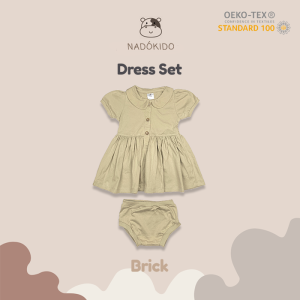 Nadokido Dress Set / Baju Gaun Setelan Anak Cewe Bayi Polos ( 0 - 3 Tahun )
