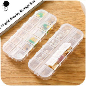 Small chrysanthemum Mini 12 gridJewelry Box Plastic Transparent Box Drill Box Pill Drill Strip Box Distributed Jewelry Earrings Storage Box