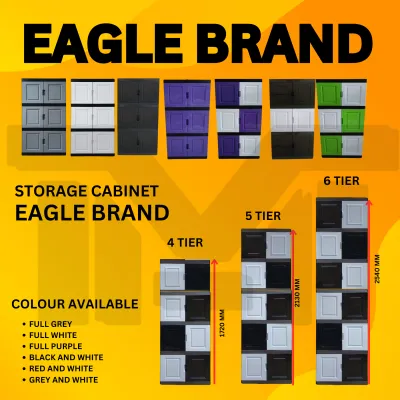 0002 SOLID & MIX COLOUR EAGLE BRAND Storage Cabinet 456 Tier SOLID & MIX COLOUR / Plastic Cabinet / kitchen cabinet/Almari/Almari Baju/ 3 Tiers Kiwi J100N DIY