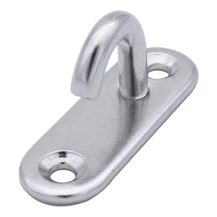 6 Pack Stainless Steel Ceiling Hooks M5 Oval Open Hooks Pad Eye Plate  Anchor Screw Wall Mount Hook for Plant Basket