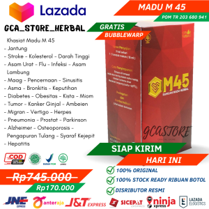 M45 Ramuan Madu 45 Obat Herbal Jantung Koroner Menurunkan Asam Urat Lemak darah Triglisireda Stroke Terbukti Ampuh & Reaksi Cepat