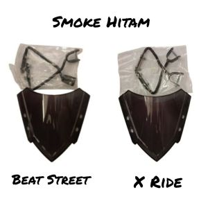 Visor Beat Street Lengkap Baut Dan Breaket free Daubel Tape / Cod Visor Beat X Ride Smoke Plus Breket Windshield Xride Anti Pecah