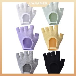 [CANAMEK] ผู้หญิงถุงมือโยคะกันลื่นถุงมือครึ่งนิ้วออกกำลังกายผ้าฝ้ายระบายอากาศกลางแจ้งขี่จักรยานพิลาทิสกีฬาถุงมือตกปลา