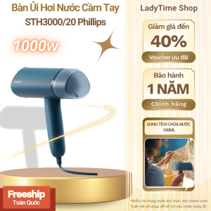 Bàn Ủi Bàn Là Hơi Nước Cầm Tay Phillips STH3000/20 Công Suất 1000W Dung Tích Bình Chứa 100ml Khử Mùi Hôi Làm Phẳng Quần Áo Nhanh Chóng