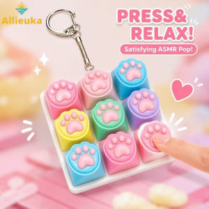 Allieuka Keyboard Fidget Keychain 9 Key Clicky Button Toy Stress Relief ASMR Pocket Bag Key Pendant Gift