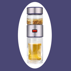 PANDA Botol Air Kaca Pemisah Teh dengan Filter Stainless Steel Dinding Ganda 400ML Botol air kaca portabel  Botol minum air kaca borosilikat Cangkir teh kaca portabel Botol kaca ekstra tebal Cangkir teh anti bocor dengan Bottle [Stok & Pengiriman Cepat]