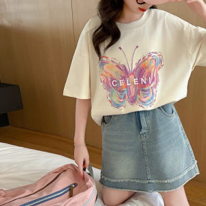 เสื้อลูกสาว เสื้อยืดแขนสั้น แฟชั่นเวอร์ชั่นเกาหลี ผ้าคุณภาพดี บางสําหรับฤดูร้อน ความงาม 7-15 ขวบ 【จัดส่งจากประเทศไทย】