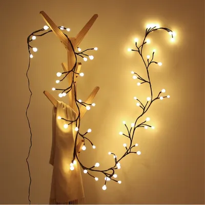 2.5M 72 LED Lighted Vine Tree With Globe Fairy Light Outdoor Bendable Willow Vine Tree Branch Light for Xmas Party Wall Decor