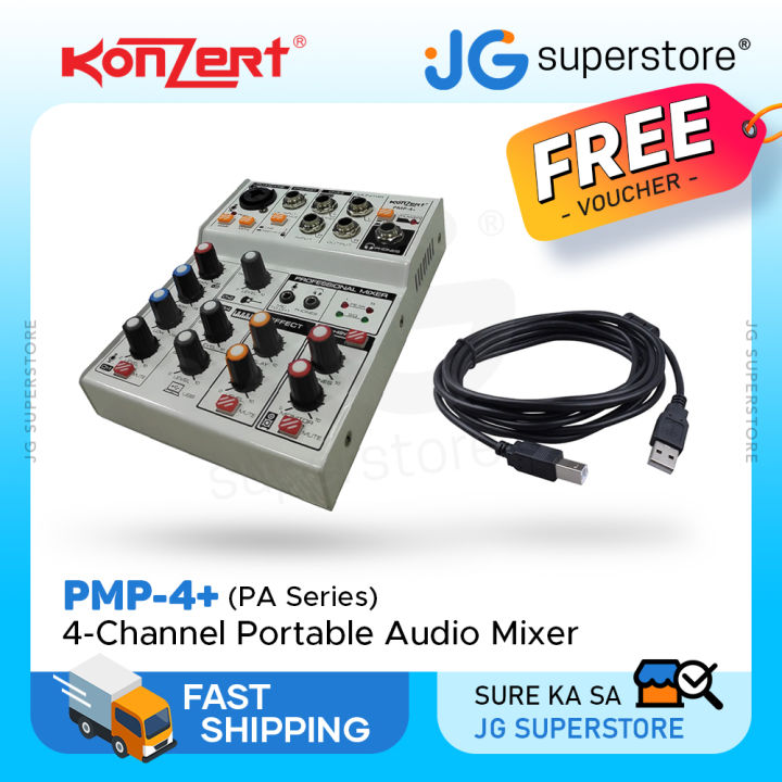 Pl Audio Input Konzert PMP-4+ 4-Channel Portable Audio Mixer with Mic/Line/Instrument ...