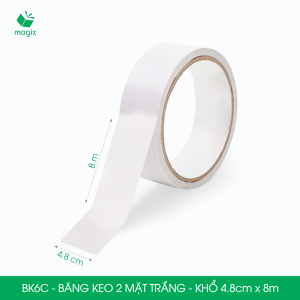 BK6x - 6 cuộn băng keo 2 mặt siêu dính - Nhiều size - Băng dính 2 mặt băng keo hai mặt