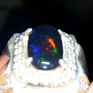 cincin kalimaya black opal kopi asli banten ring perak asli 925