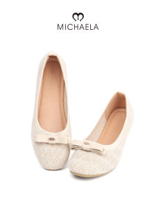 MICHAELA Heart Knitted Flat Shoes with Bow Breathable Comfy for Travel Office School SH5527028 LX