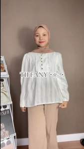 NJ Tiffany Kemeja Ruffle Poly Atasan Wanita Kantor Casual Korean Style