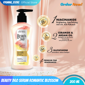 Beauty 360 Body Serum Romantic Blossom 200 ml - Body Serum Ceramide Glycerine Niacinamide Argan Oil