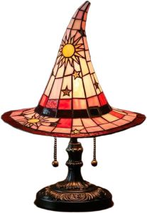 Stained Glass Witch Hat Lamp  Witch Hat Lamp Nightstand Night Light Halloween Decoration