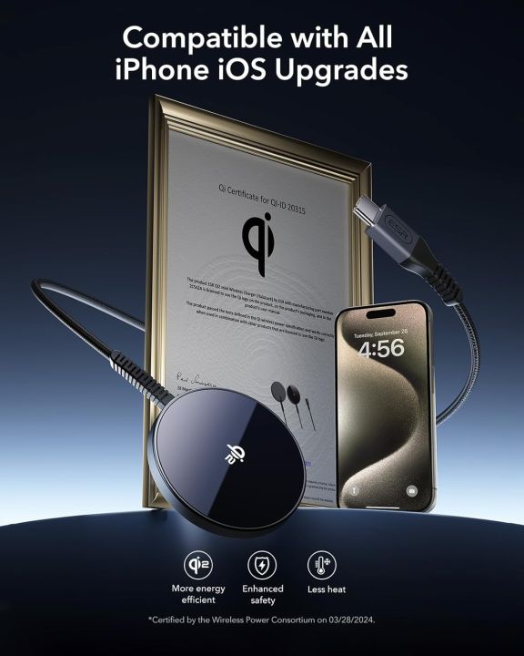 ESR pack halolock qi2 wireless charger, 15W MagSafe charger