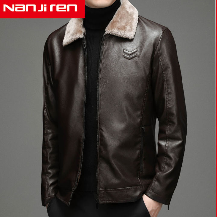 Nanjiren New Thick Leather Jacket Mens Winter Autumn Men's Jacket