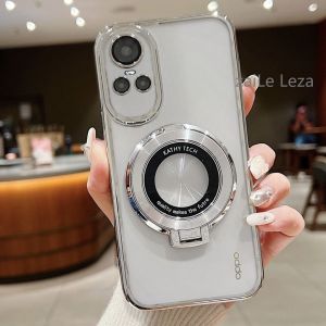 Case OPPO Reno 11F 5G Reno11F 11 Pro 5G Phone Case with Magnetic Holder Clear Luxury Aesthetic Shockproof Thickened Air Cushion Anti-Fall Casing