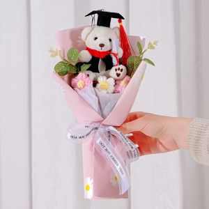 SKJK STUDIO Thú nhồi bông Bó hoa búp bê gấu nhỏ Nhồi nhân Phim hoạt hình Bó hoa búp bê gấu mô phỏng Đồ chơi nhồi bông 30cm Gấu bông tốt nghiệp Quà sinh nhật cho bé gái