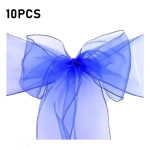 10Pcs 275cm Organza Chair Sashes Knot Bands Chair Bows Wedding Party Banquet Event Chair Back Decors