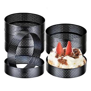 Set of 8 Stainless Steel Tart Molds Professional Perforated Cake Rings for Baking Cooking Pastries and Tarts