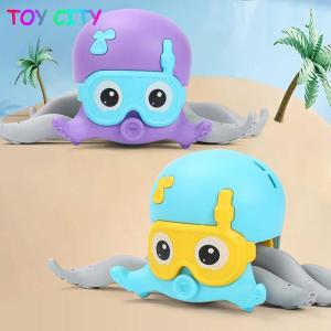 Cute Swimming Wind Up Octopus Clockwork Baby Bath Toys On Land And Water 2 In 1 Octopus Clockwork Toy Rope Pulled Crawling For Kids Children Gifts