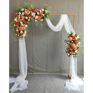 2×2M Square Golden Arches Adjustable Backdrop Stand Metal Wedding Arch Stand Frame Ceremony Birthday Party Backdrop
