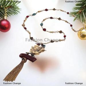 [COD] Fashion Change Vintage Bohemia Small Bird Pendant Metal Chains Tassel Design Necklace For Women Holiday Party Jewelry Sweater Chain Accessories