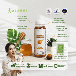 Madu Bawang Putih Tunggal Lanang Garlic Honey Premium Alamme 250ml Peningkat Stamina Daya Tahan Tubuh Imunitas Atasi Alergi Kulit Pencegah Kanker Serangan Jantung Diabetes Kolesterol Asli Halal MUI