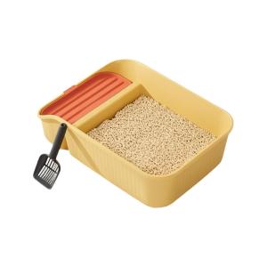 High Border Cats Litter Box Privacy Protections Low Step Entry Plastic Litter Pan for Kittens