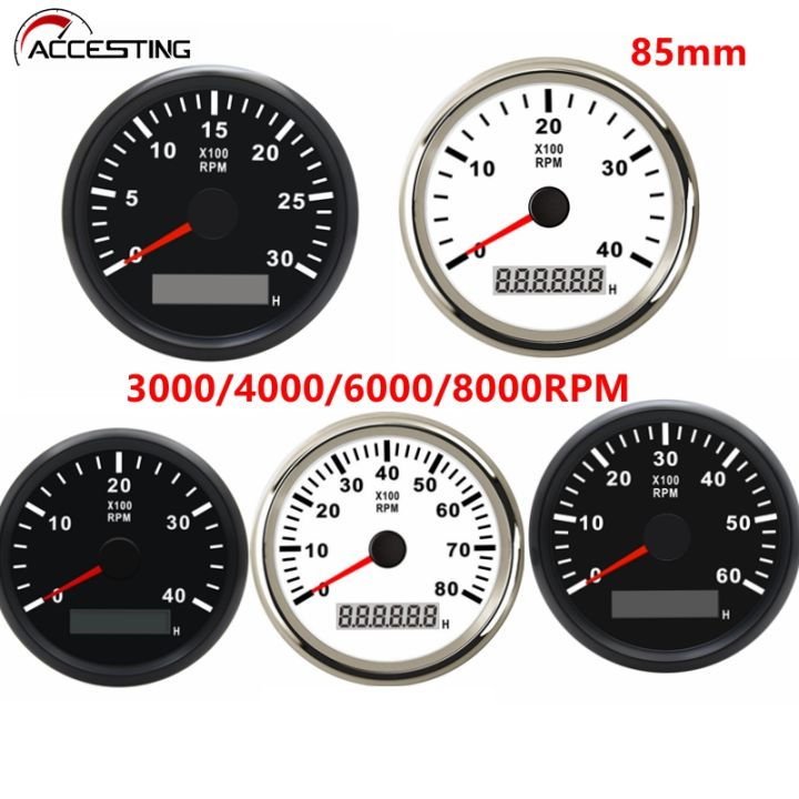 85MM 3000/4000/6000/8000RPM Marine Tachometer Outboard Waterproof