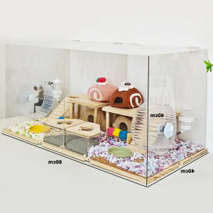 UrbanSpace SG- Huge 80cm Villa Golden Bear Special Breeding Four Seasons Universal Acrylic Hamster Cage Transparent