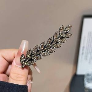 Klip Rambut Gandum 闪钻麦穗发夹侧边刘海夹 Wheat Rhinestone Hair Clip 高级感水钻前额碎发边夹鸭嘴夹 Elegant Hair Accessories