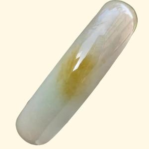 Very Rare Lemon-Yellow Patch Natural Type A Jadeite Jade crafted as Peace Bangle certificate weighs 58.76 grams measurement 15.3 * 7.1 * 56.4 mm (bangle9)
