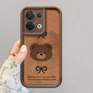 เคสโทรศัพท์ OPPO Reno13 Pro OPPOReno13 5G น่ารักสไตล์วินเทจผ้ากำมะหยี่สีอ่อนปลอกอ่อนหมีพร้อมสายคล้องเลนส์ป้องกันฝาครอบหลังซิลิโคนกันกระแทก