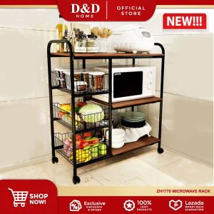 D&D Home l ZH1770 Kitchen Cart Microwave and Oven Stand with Wheels Storage Organizer Shelf Rack