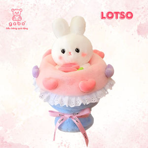 Bó Hoa Thỏ Bông 2in1 đổi được 2 kiểu kèm túi và đèn đồ chơi nhồi bông cao cấp cute quà tặng bạn gái