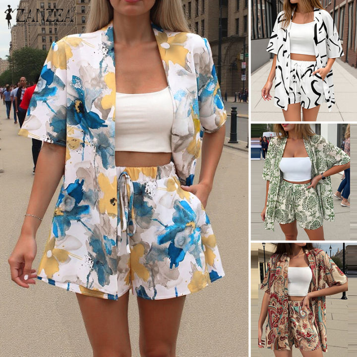 Esolo ZANZEA Women Two-piece Outfits Holiday Beach Raglan