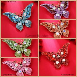 [COD] SweetBabiese Sáng tạo cổ điển pha lê thạch bướm trâm cài cho phụ nữ quần áo Áo accessries Quà Tặng