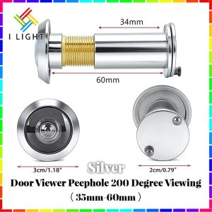 200 Degree Viewing Door Peephole Peek Viewer Security Adjustable Silver Bronze Black (Cat Eye)
