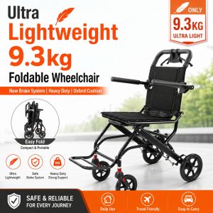 Lightweight Foldable Wheelchair Portable Travel Wheelchair for Elderly Disabled Patient Home Outdoor Mobility Support 100kg Max Load Kerusi roda